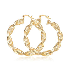 Charger l&#39;image dans la galerie, Boucles d&#39;oreilles Créoles torsadées plaqué Or - BJewerly
