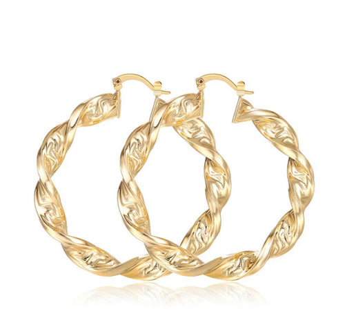 Boucles d'oreilles Créoles torsadées plaqué Or - BJewerly