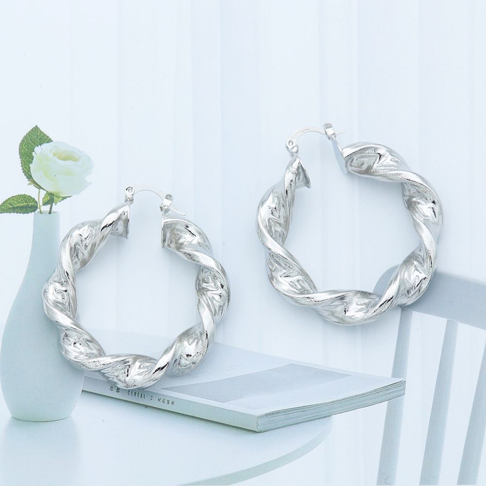 Boucles d'oreilles Créoles torsadées plaqué Or - BJewerly