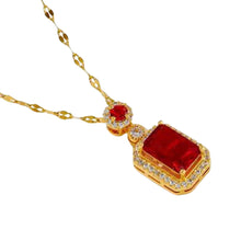 Load image into Gallery viewer, Collier Royal avec pendentif en émeraude Plaqué or - BJewerly
