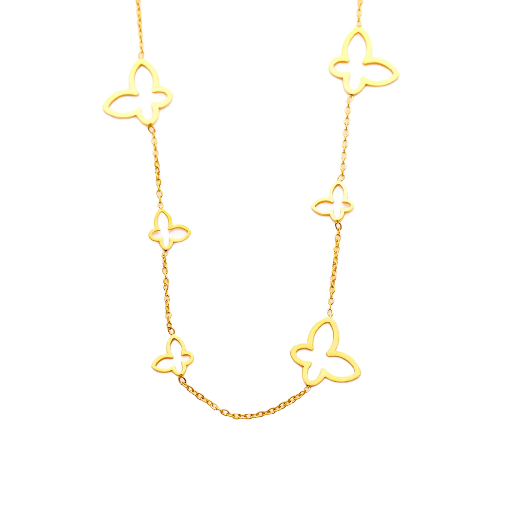 Collier Butterfly en Plaqué Or - BJewerly